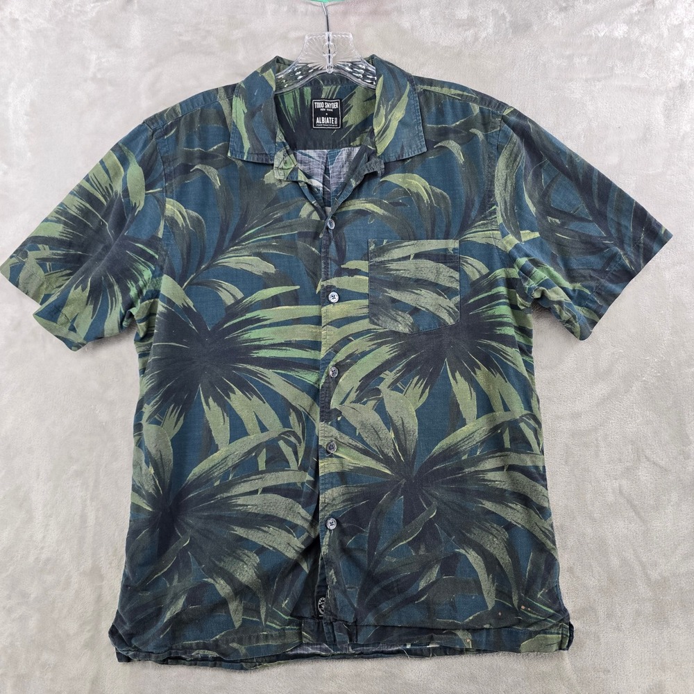 Todd Snyder Button Down Men Medium Green Palm Leaf Albiate Italian Fabric Shirt